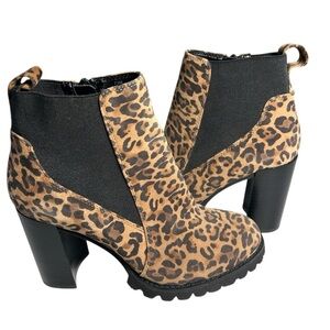 Anthropologie Gibson Latimer Sheep Leather Leopard Print Booties Sz 7.5